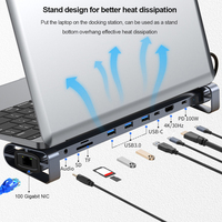 USB C Docking Station 10-in-1 Type-C Hub to HDMI-compatible RJ45 3.5mm AUX USB 3.0 Adapter for Macbook / HUAWEI Laptop Stand