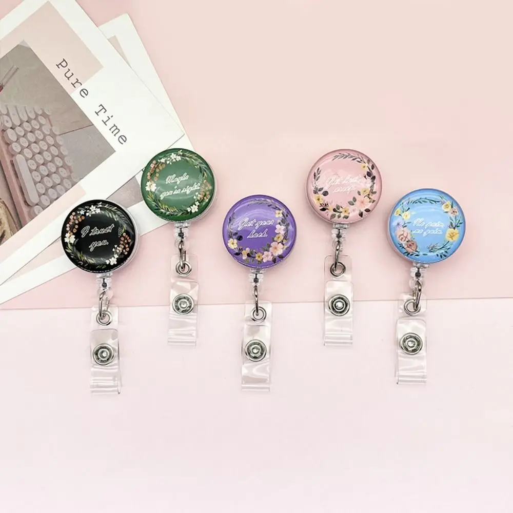 

Stretchable Badge Clip Wreath Fall-proof Nurse Badge Holder High Resilience with Back Clip Retractable Badge Reel Name Tag