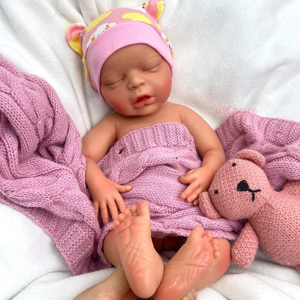 45cm 열린 입 소녀 가득 차있는 부드러운 실리콘 재태어난 아기 손으로 만든 생활적인 세부사항 불안 구제 크리스마스 선물을 위한 재생 인형