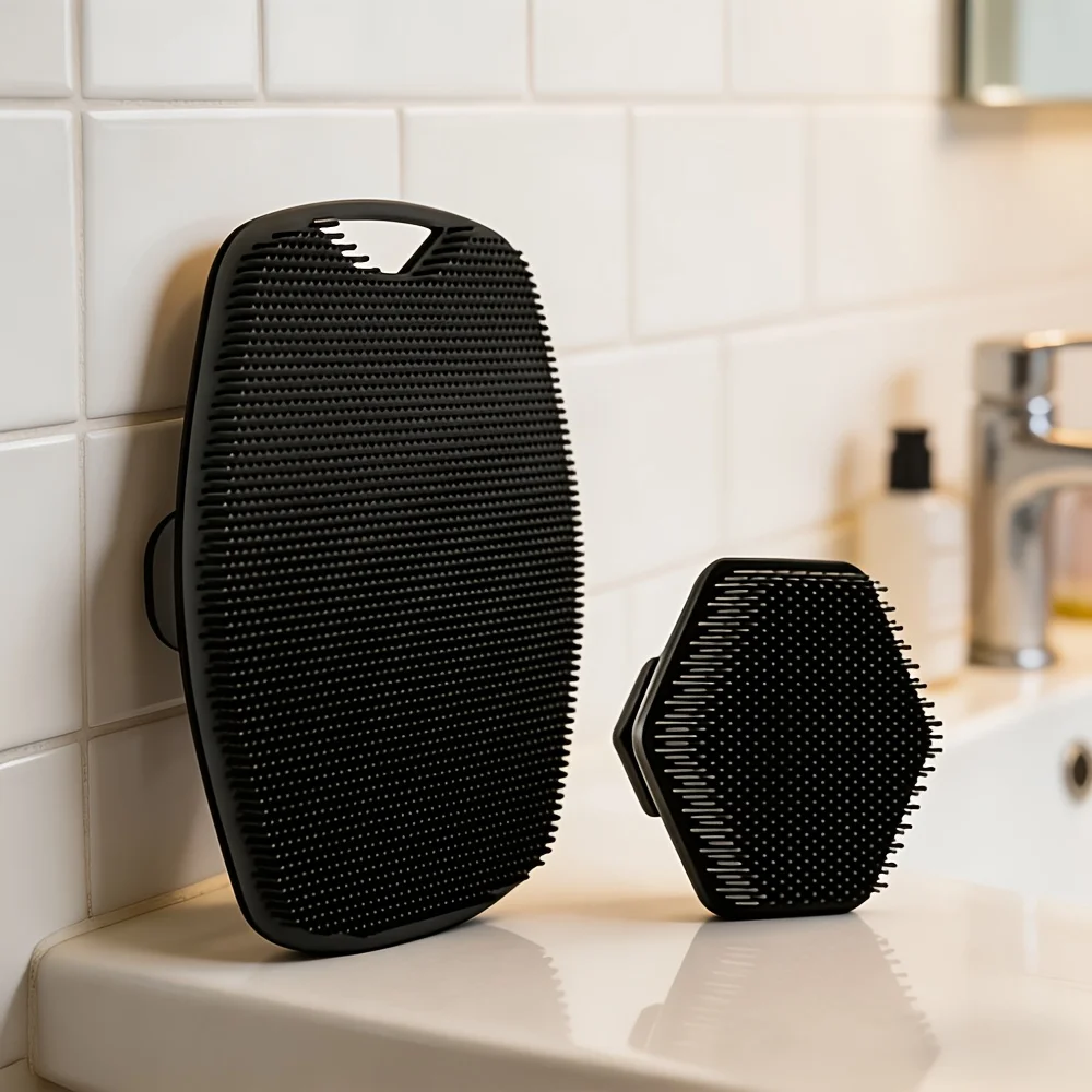 

2Pcs Silicone Bath Scrubber Double Side Hexagon Exfoliating Brush Dead Skin Clean Scalp Massage Shower Gear Bathing Tools
