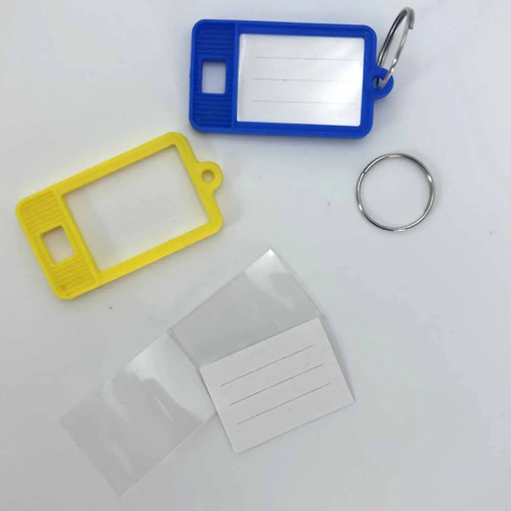 50pcs Keychain ID Label Tags DIY Accessories Plastic Key Tags Luggage ID Label Hotel Number Classification Card Key Ring