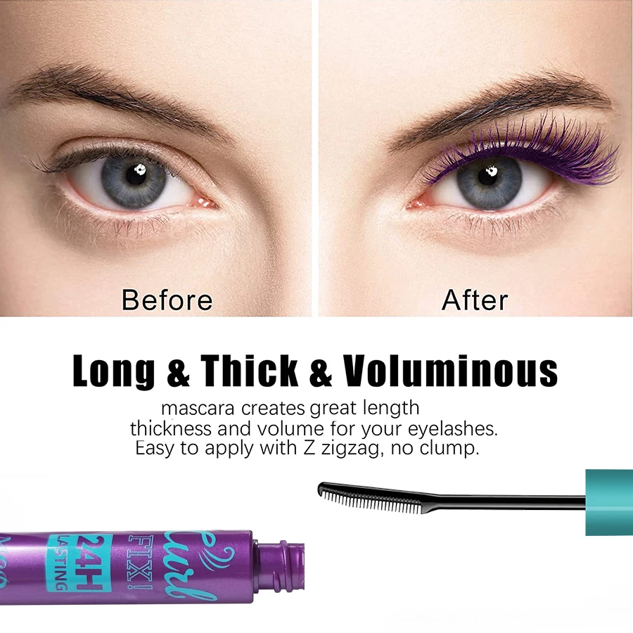 Mascara sottile colorato impermeabile ciglia arricciate ad asciugatura rapida ciglia multicolori trucco cosmetico blu verde a lunga durata