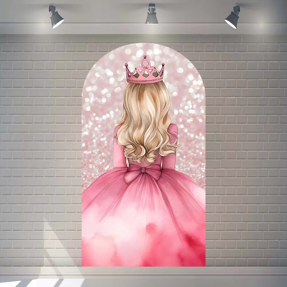 Mehofond 걸스 퀸시네라 반짝이 원피스 공주 생일 파티, 결혼식 꽃 아치 배경, 벽 뒷면 그림자 장식 배경