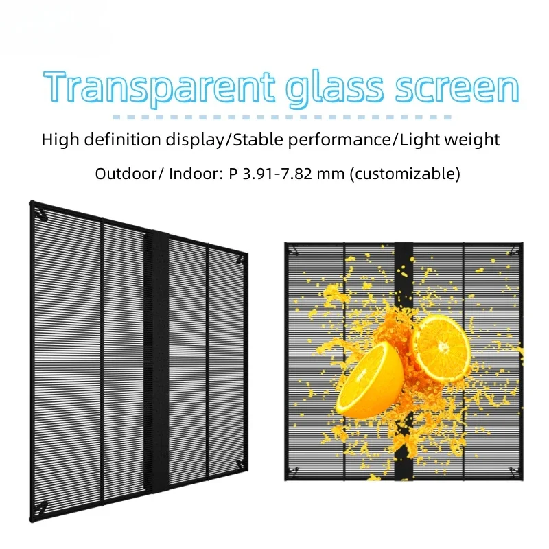 Easy to install P3.91 transparent LED film grid module 3D shopping window transparent glass advertising screen