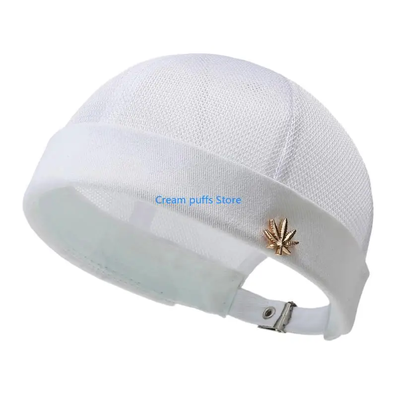 50LE Airy Brimless Docker Cap with Mesh Upper and Adjustable Back Strap, Summer Casual Hat for 54-58 and Daily Wear