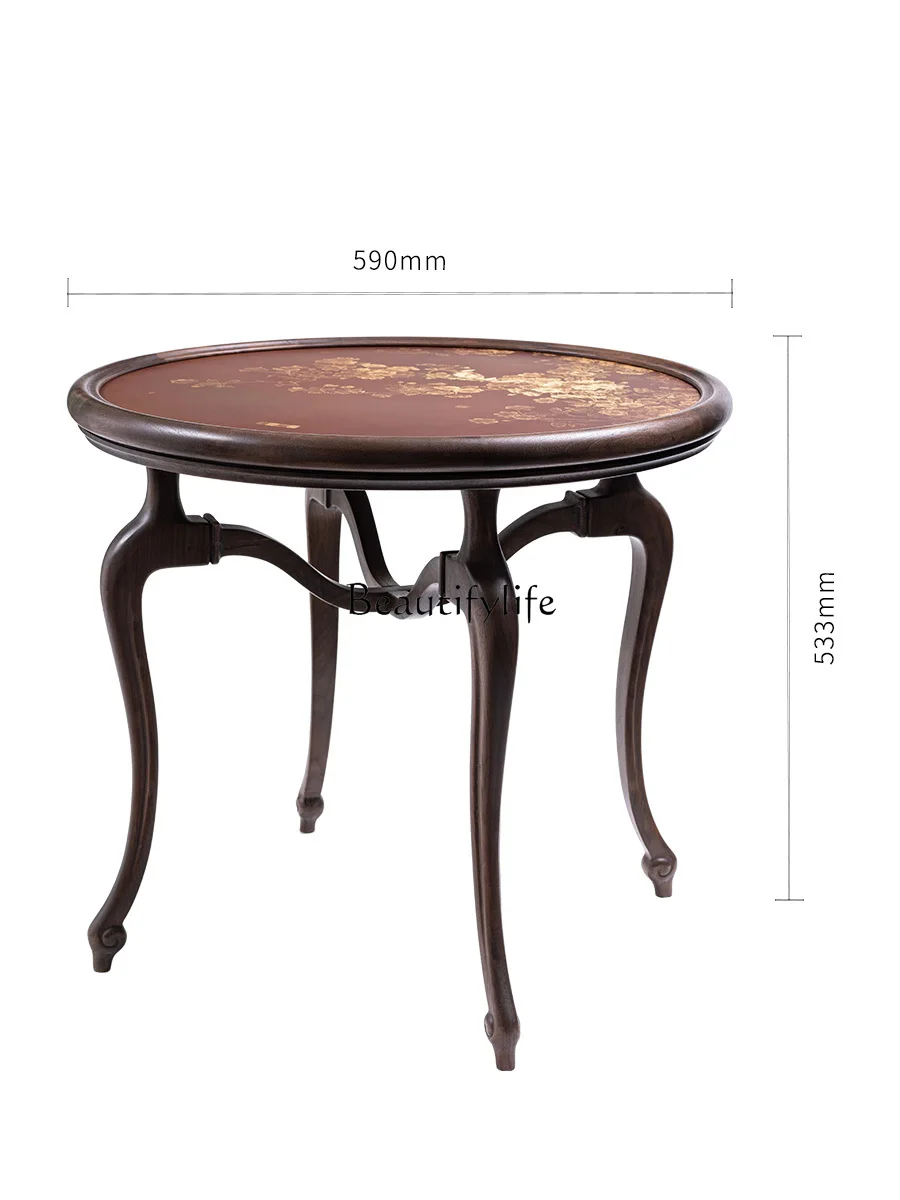 New Chinese pure copper black walnut afternoon tea solid wood table