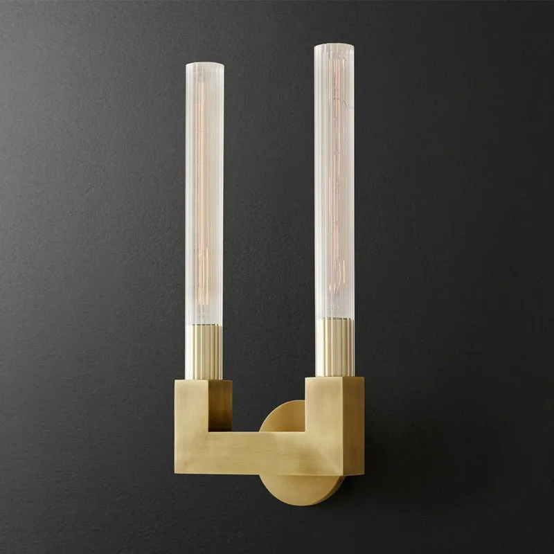 Solid Brass European Postmodern Wall Sconce Minimalist Designer Vanity Light for Bedroom Club Showroom Bedside Wall Decor Lamp