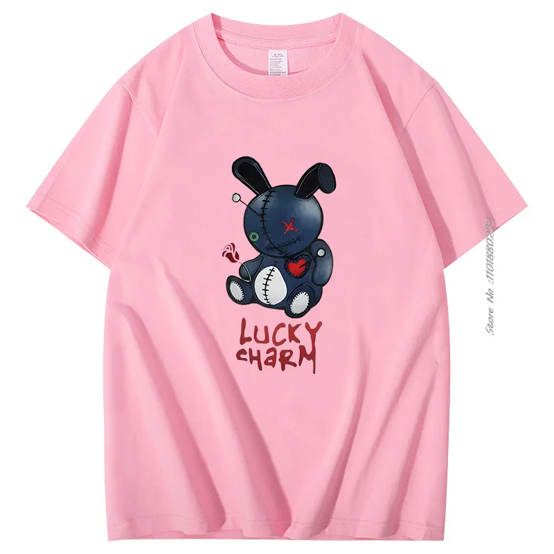 Lucky Charm Patchwork Fashion Graphic T Shirts Summer Cotton Short Sleeve T-Shirt Harajuku Streetwear New Shirts And T-Shirts