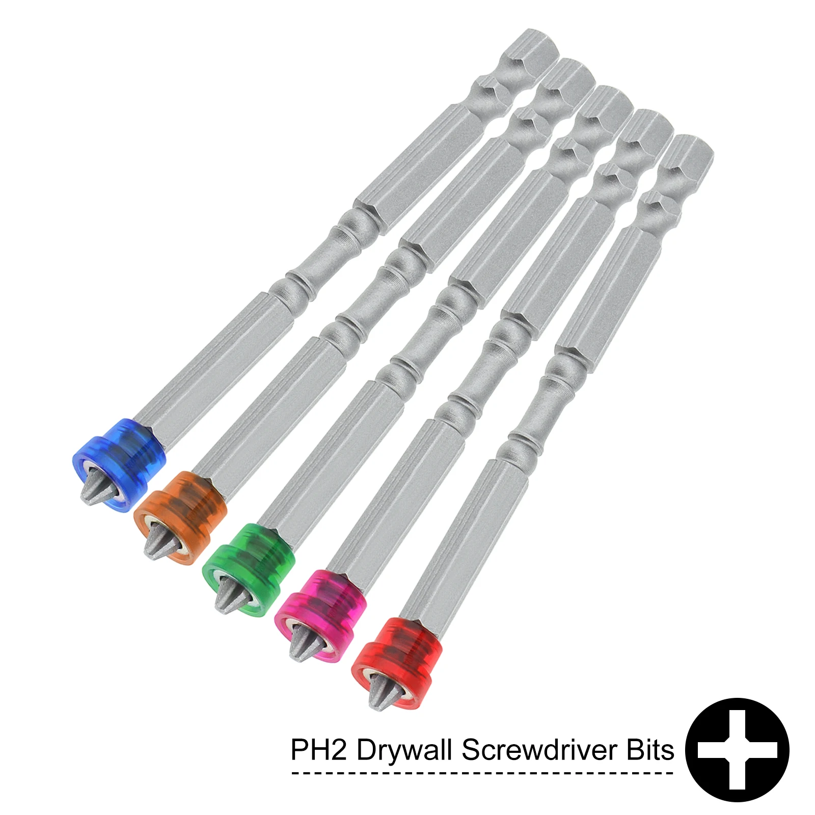 5 pezzi magnetici PH2 Phillips punte per cacciavite a testa incrociata 1/4 pollici codolo esagonale profondità arresto vite punte per trapano punte per cacciavite