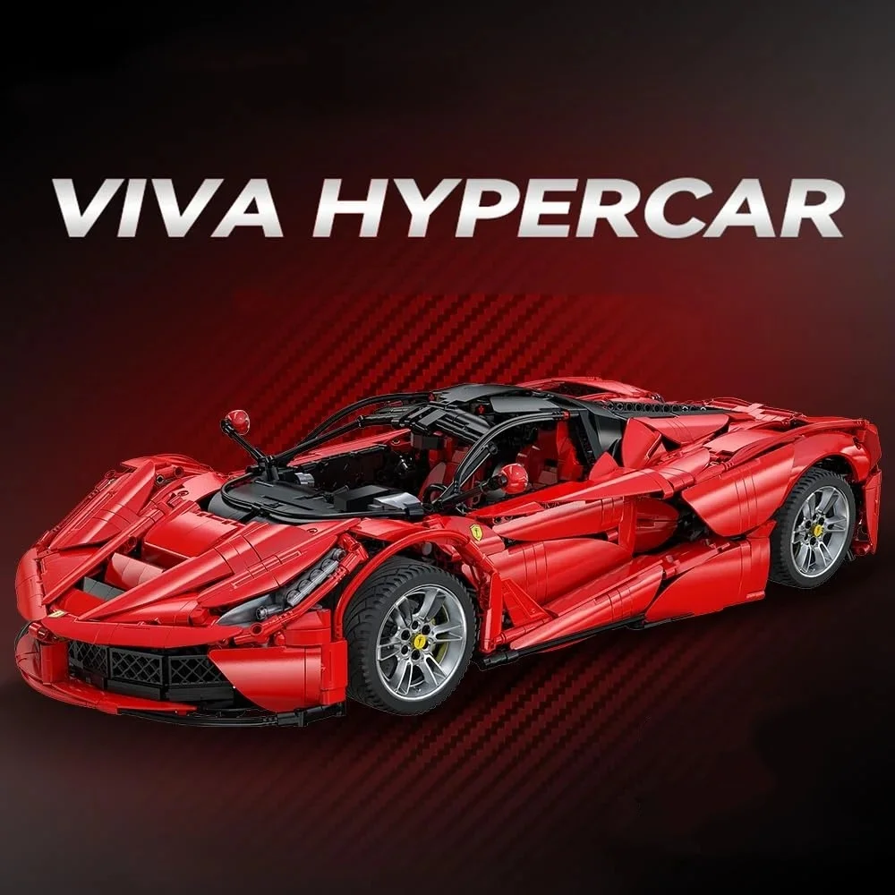 Klemmbausteine 1:8 Viva Hypercar Technischer Bausatz Sportwagen Luxus-Rennwagen Supercar Fahrzeug-Modellbausatz Jungen Spielzeug Erwachsene Kinder Geschenk 4739 Teile