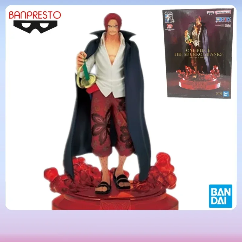 

В наличии Bandai, оригинальная аниме-фигурка, цельная фигурка Shanks, красные волосы Banpresto, экшн-фигурка, модель из ПВХ, коллекция игрушек, кукла 16 см