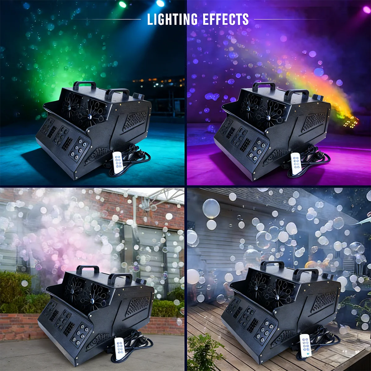 Дымовая машина для мыльных пузырей 1500 Вт со светодиодами RGB и пультом ДУ для диджеев, вечеринок на Хэллоуин, свадеб, создания тумана и эффекта мыльных пузырей для невесты