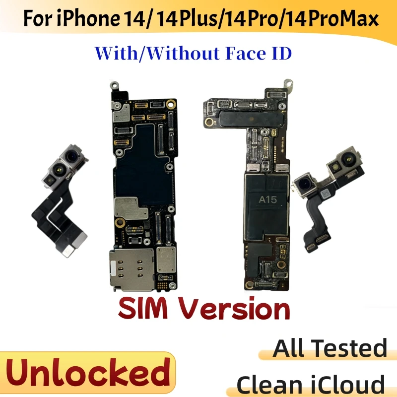 SIM Version Motherboard For iPhone 14 Pro Max 14 Plus Unlocked With Face ID Logic Board NO ICloud Support Update Mainboard