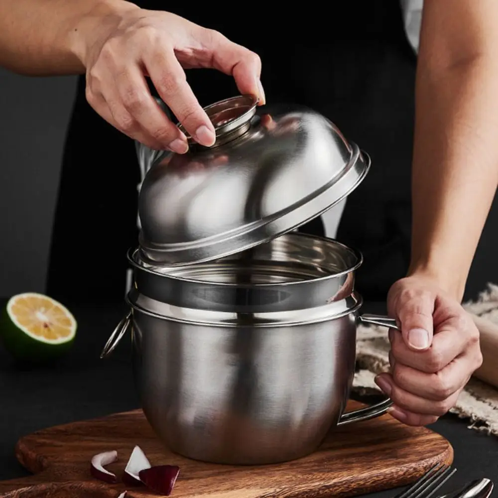 

Stainless Steel Instant Noodle Bowl Drop-proof Unbreakable Lunchbox with Lid and Handle Corrosion-resistant Soup Bowl Dormitory