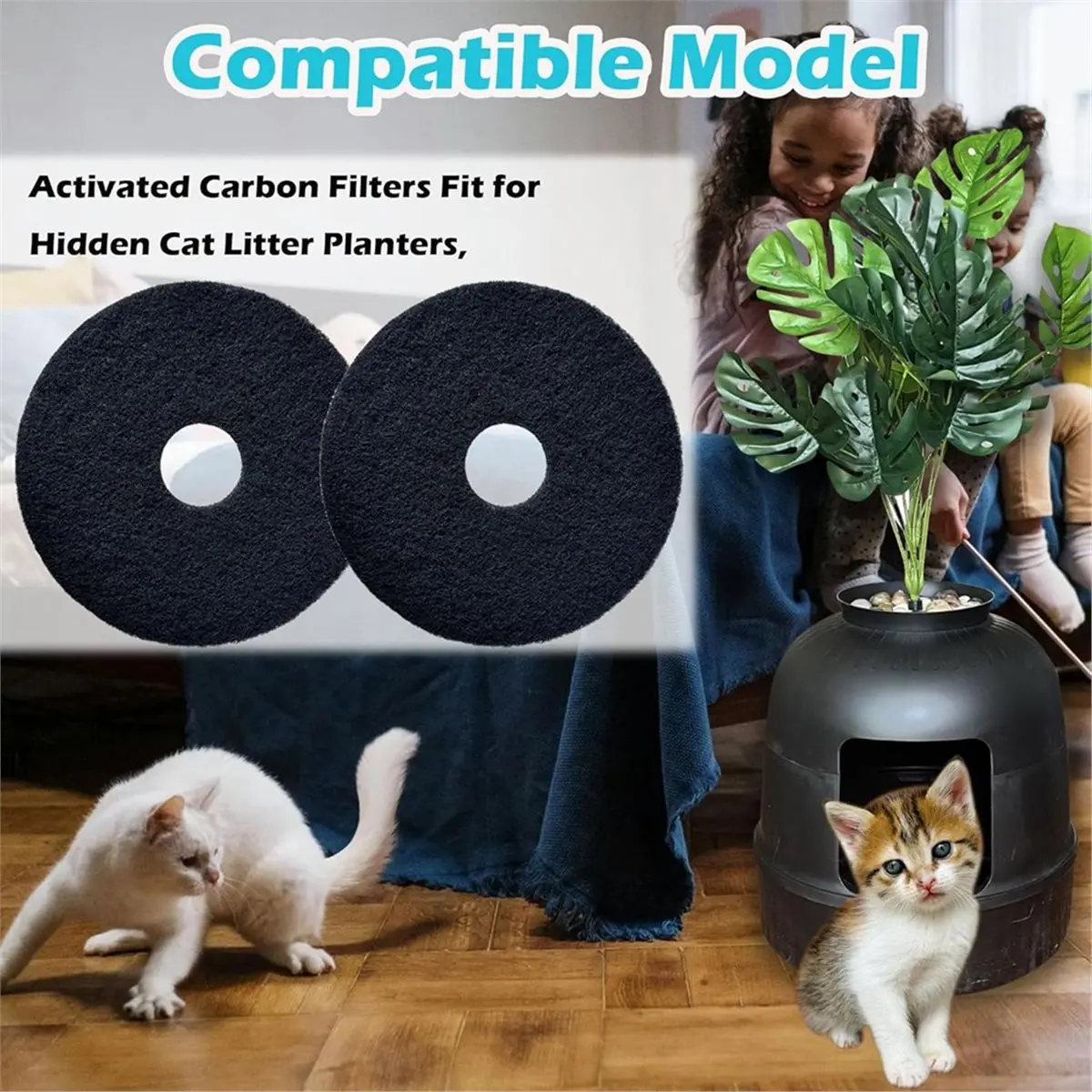 A67T NEW 6pcs Cat Litter Box Replacement Filters for Litter Box Cat, Activated Charcoal Filters Replacement