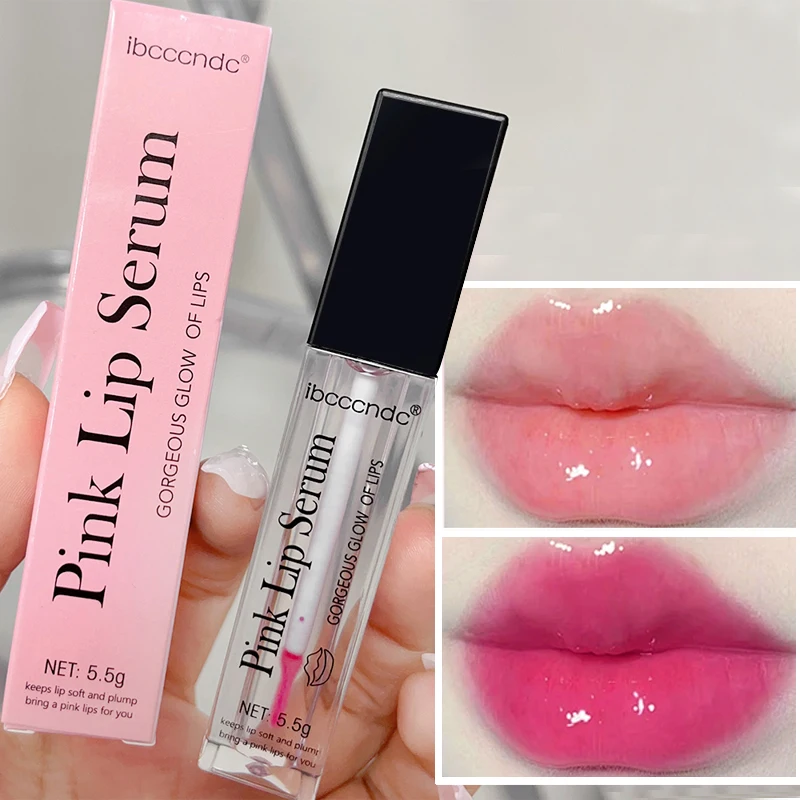 Brillo labial que cambia de Color, Bálsamo hidratante de gelatina, aceite cristalino Rosa transparente, Reduce las líneas de los labios, ilumina los labios, cuidado de los labios, cosméticos