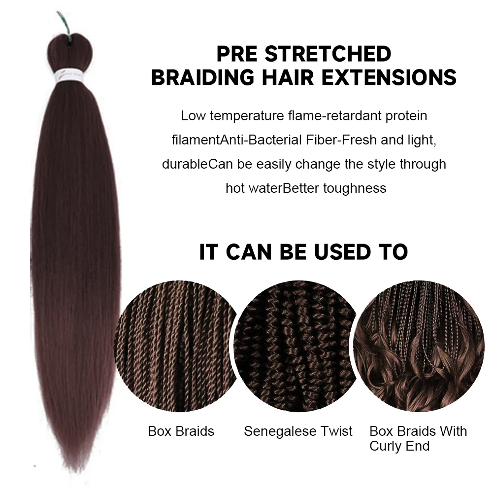 Pre Stretched Natural Easy Crochet Twist Braids EZ Braiding Hair Professional Synthetic Extension Soft Jumbo Braids Hair 26 inch