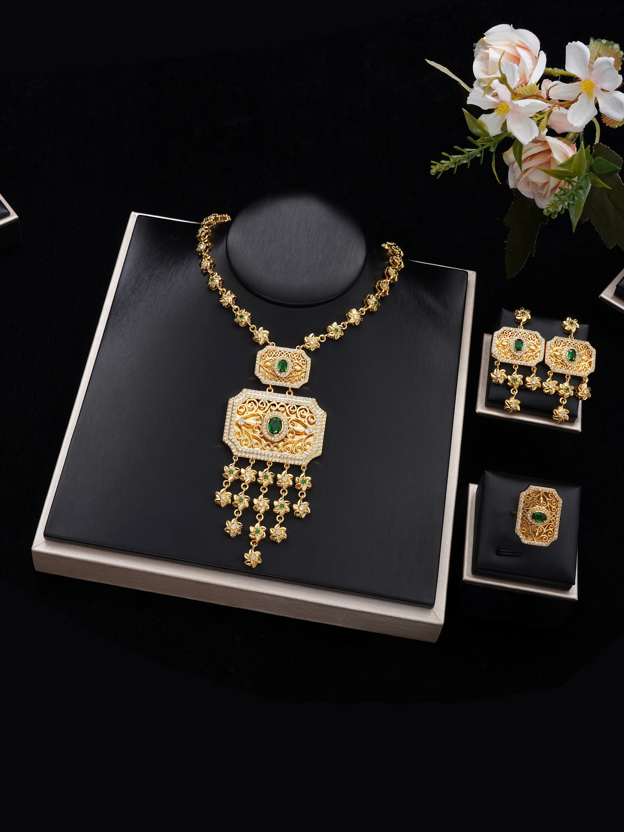 JRH Engagement Jewelry Sets Wedding Bridal Jewelry Sets For Women New Fashion Jewellery CZ Party African 3PCS Jewelry Dubai Gift