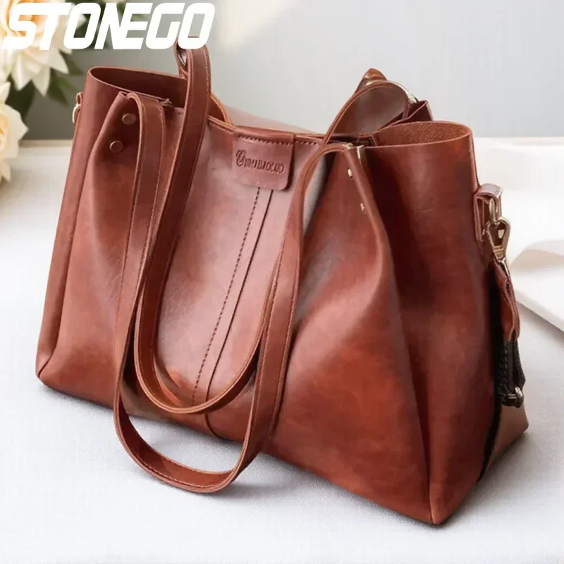 

Large Capacity PU Leather Women's Shoulder Bag Multi Compartments Lightweight Waterproof Wallet Phone Cosmetics Storage