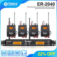 Debra In-Ear Wireless Monitor System ER-2040 with UHF Receiving Distance180m for Stage Performance, Outdoor Singing