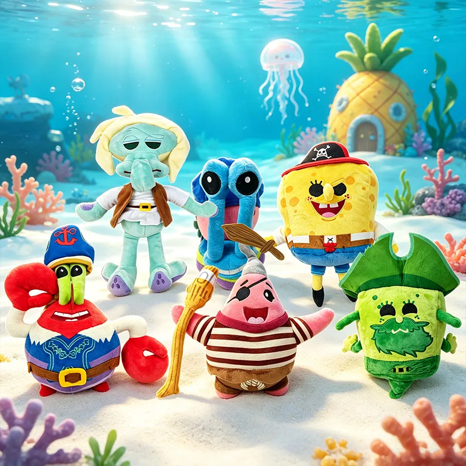 Klassische Anime-Plüschfigur SpongeBob Schwammkopf, Patrick Star, Thaddäus Tentakel, Eugene Krabs, Gary, Niedliche Cartoon-Plüschtiere – Detail 5
