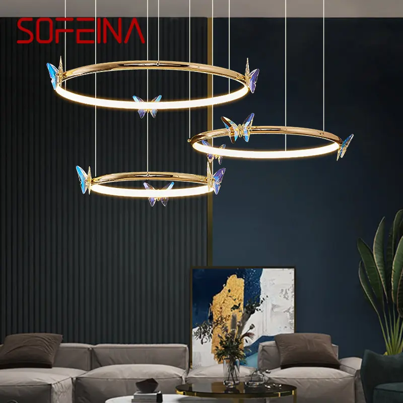 SOFEINA Nordic Pendant Lights LED Creative Ring Butterfly Fixtures for Home Living Dining Room Bedroom Decor