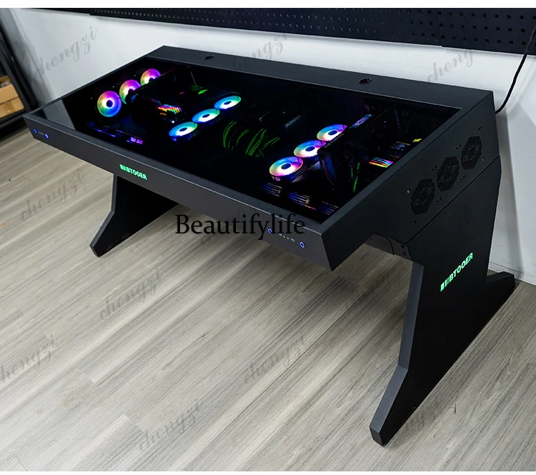A68 Computer chassis integrated table, two hosts can be installed for two people, cool large chassis table,