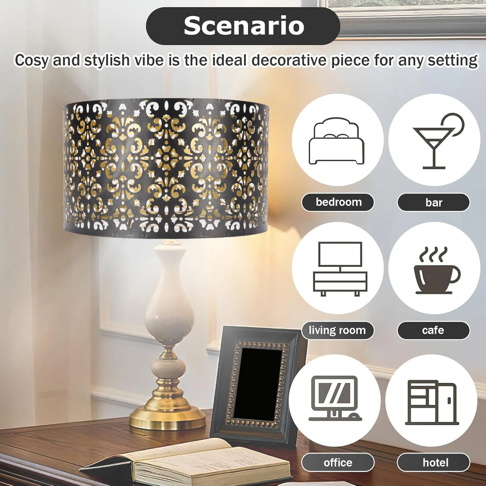 Hollow Out Metal Light Shade Metal Hollow Lamp Shade Aesthetic Iron Hollow Out Flower Pattern Lampshade for E27 E14 Socket Light