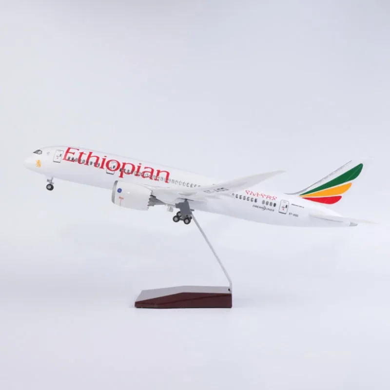 New 1/130 Scale 43CM Airplane 787 B787 Dreamliner Aircraft Ethiopian Airlines Model Light Wheel Diecast Resin Plane