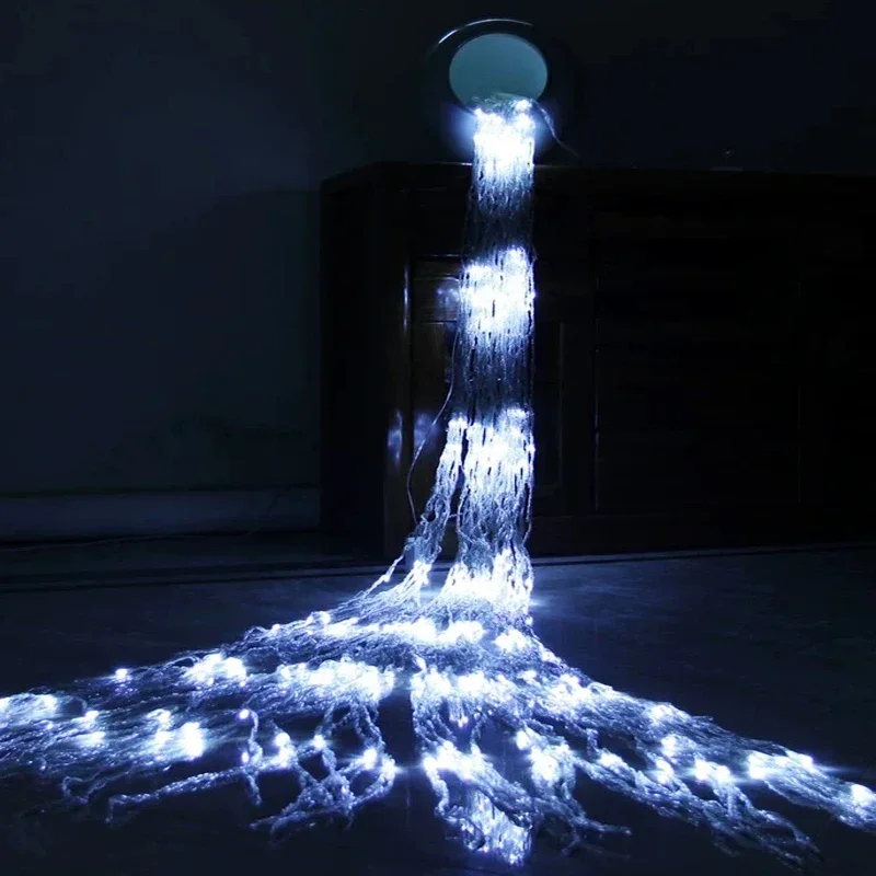 LED 3X3M 320LED Waterfall Curtain Icicle String Light Outdoor Meteor Shower Rain String Garland Wedding Party Background Lights