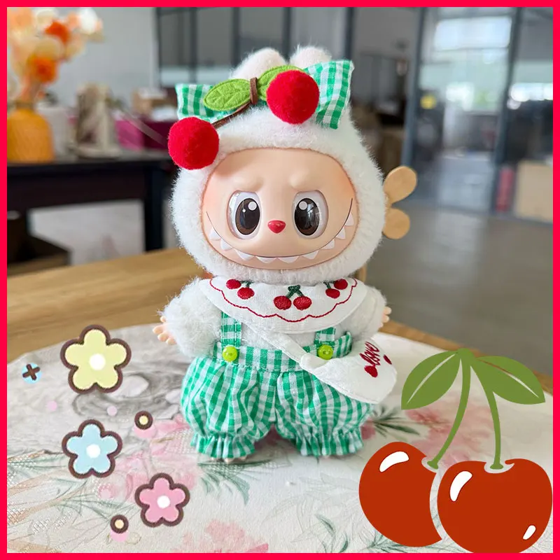 

Forlabubu одна или две поколения кукольной одежды, зеленая клетчатая вишневая сумка, набор новых креативных аксессуаров-сюрпризов