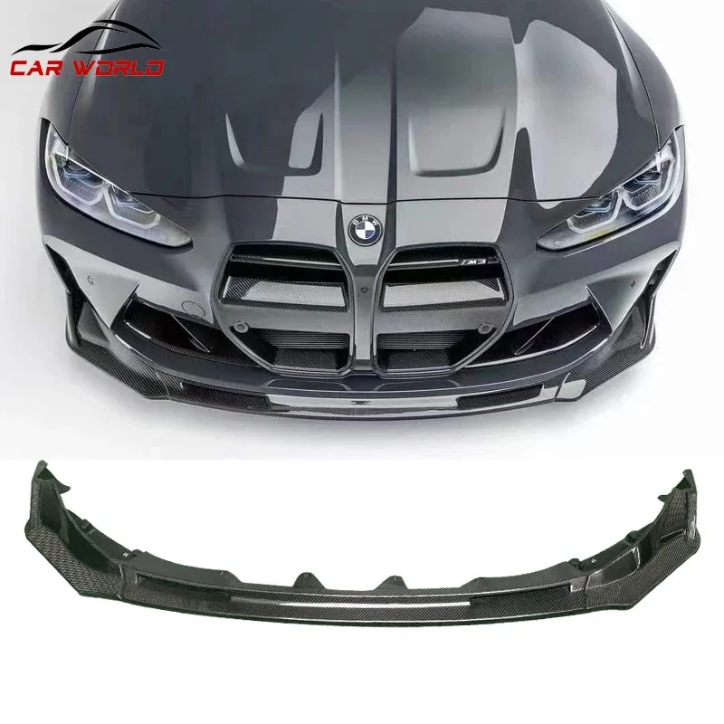 Car Front Lip For BMW M3 M4 G80 G82 2021 2022 Carbon Fiber Diffuser Bumper Spoiler Body Kit Auto Parts