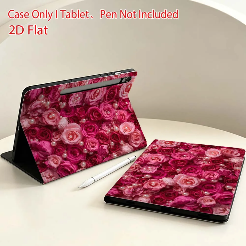 Pink rose pattern Soft For Samsung Galaxy Tab S11 S10 S9 S8 S7 S6 A9 A8 A11 Lite FE Plus Pen Tray Tablet Case 2