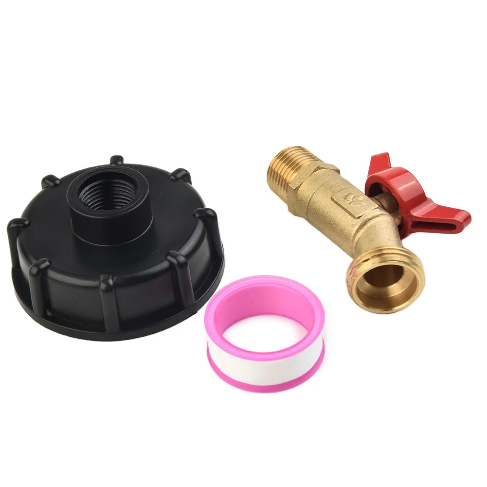 IBC Water Tank Adapter Tote 2 Free Brass Hose 275-330 Black Copper Faucet Water Gallon UK contenitori IBC europei