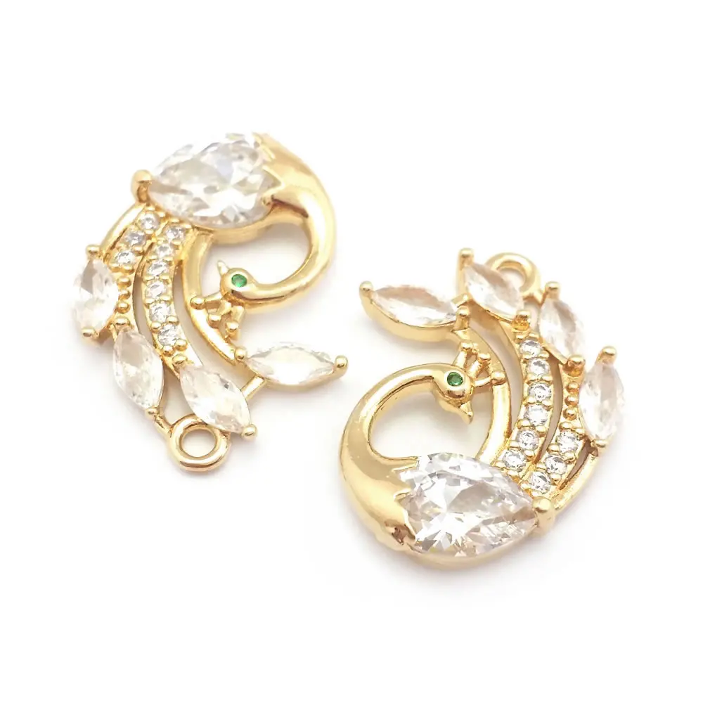18K Gold Color Brass and Zircon Pigeon Birds Owl Peacock Charms Pendants High Quality Diy Jewelry Making Necklace Accessories