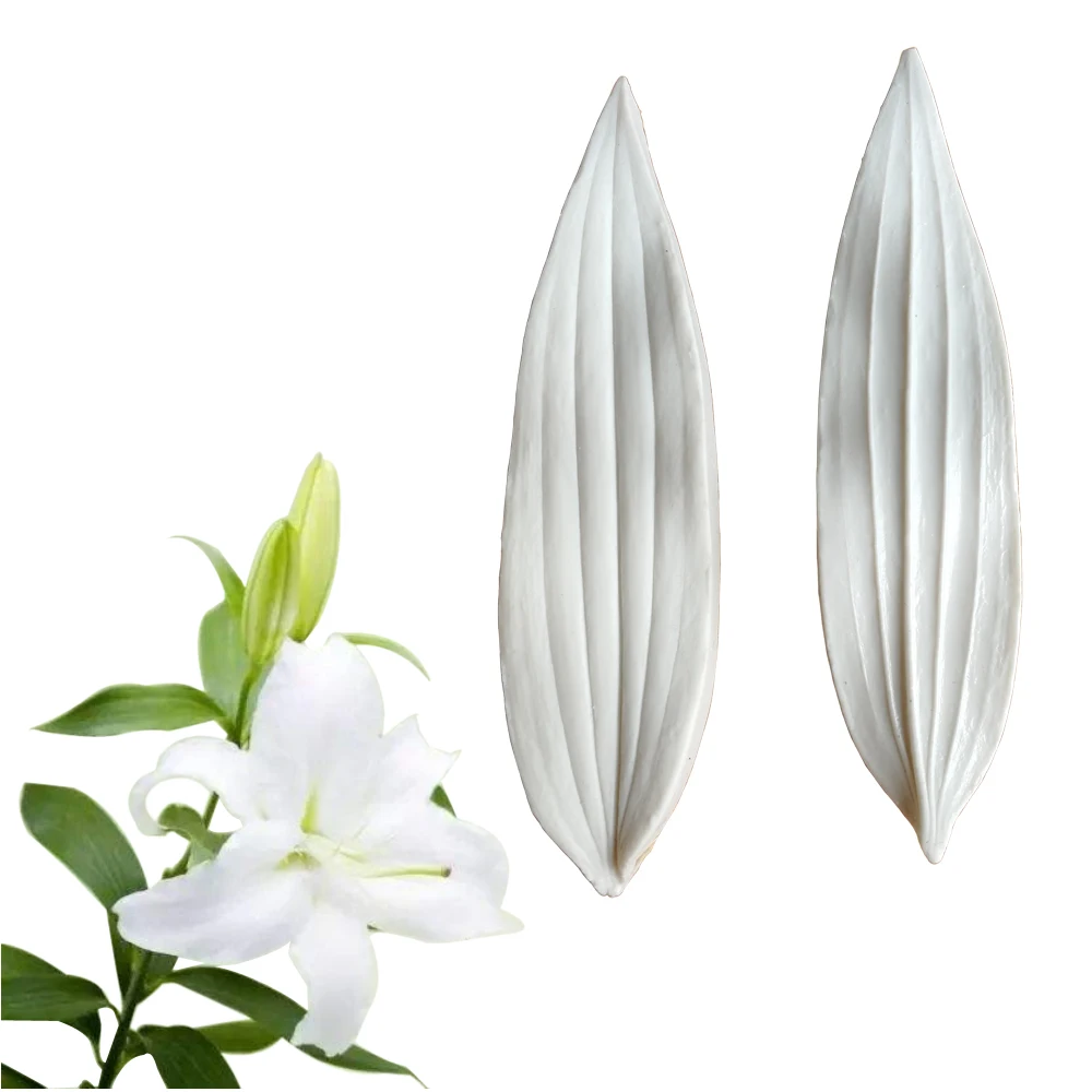 2pcs Lar Lily Leaf Veiners Silicone Molds Fondant Sugarcraft Gumpaste Clay Water Paper Cake Decorating Tools M2120