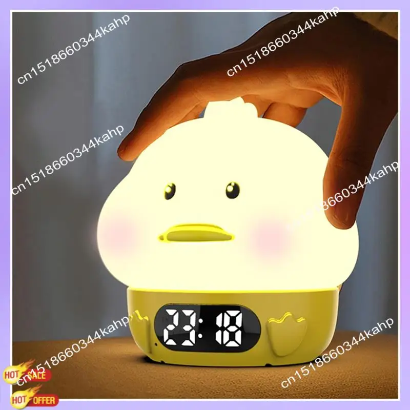 

CLCU Alarm Clock Lights For Kids-Duck Night Lights,Temperature Display,RGB Color Changing, Wake Up Timer, Rechargelable