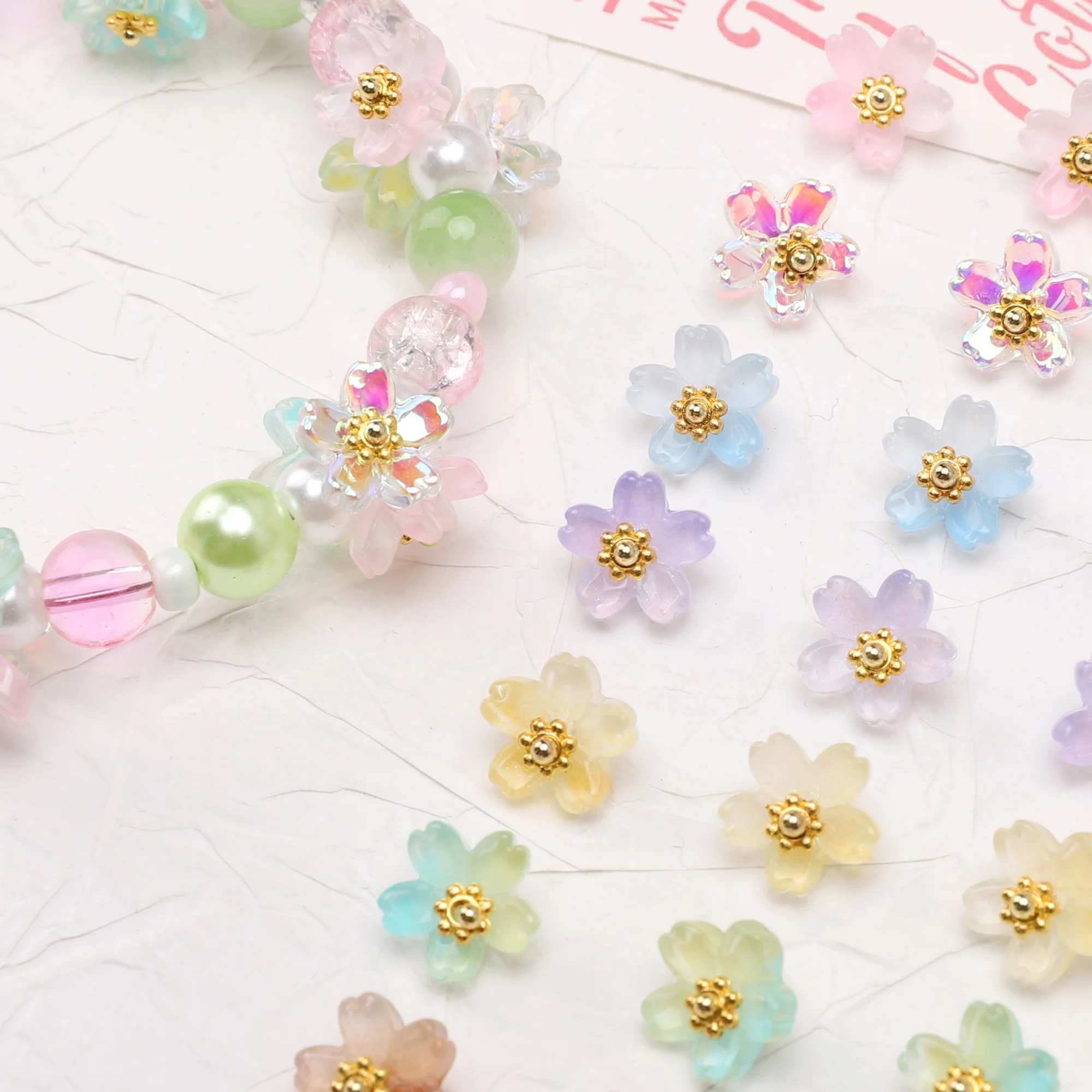 

10mm 1/5pcs Gradient Cherry Blossom Glass Charms Pendants for Handmade DIY Jewelry Making Bracelets Necklaces Earrings Findings