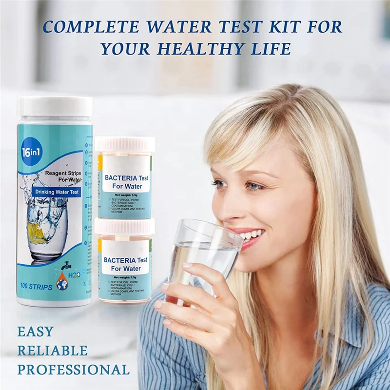 17-in-1 Complete Water Test Kit for Home,100 Strips + 2 Water Testing Kits for Drinking Water Easy Testing, PH, Lead