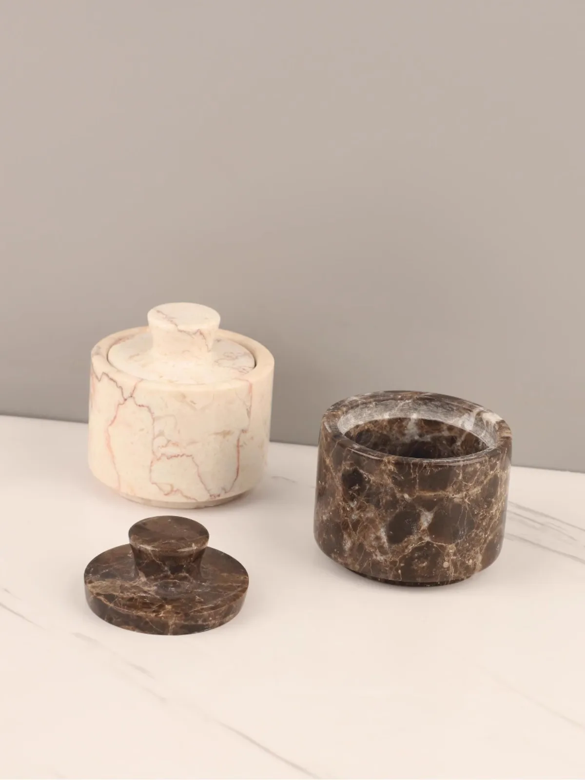 Modern Simple Style Natural Marble Home Use Living Room Decor Tea Box Table Top Decoration Storage Tank Coffee Container Tea Tin