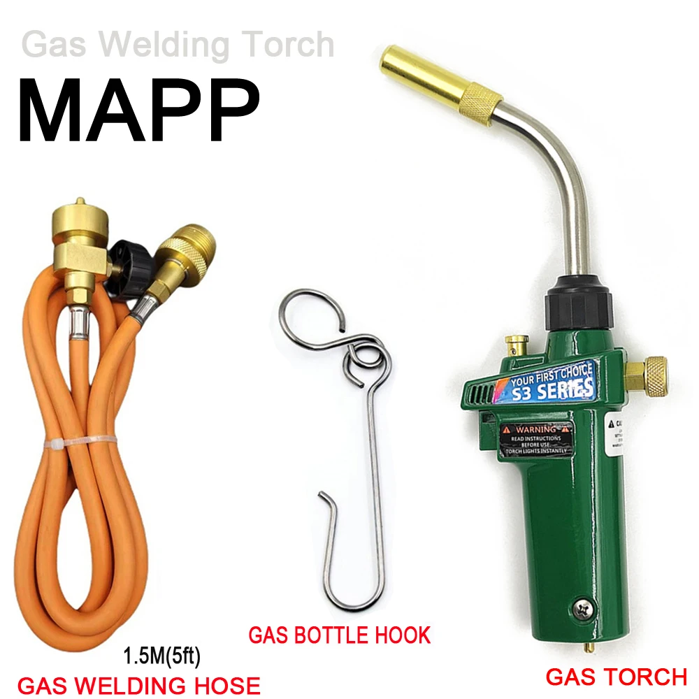 Braze Soldagem Tocha Auto-ignição Piezo Gatilho Aquecimento Solda Queimador Mangueira Belt Gancho Mapp Gás Propano Tocha Cga600 1.5m