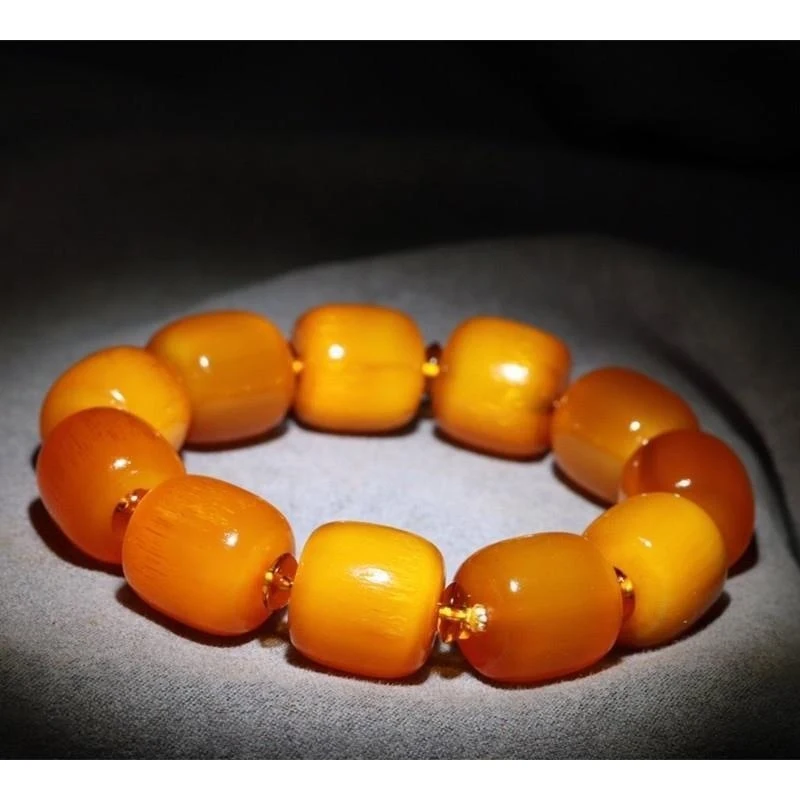 Tibetan-style authentic natural yak horn prayer bracelet for men and women, 108 beads with golden threads