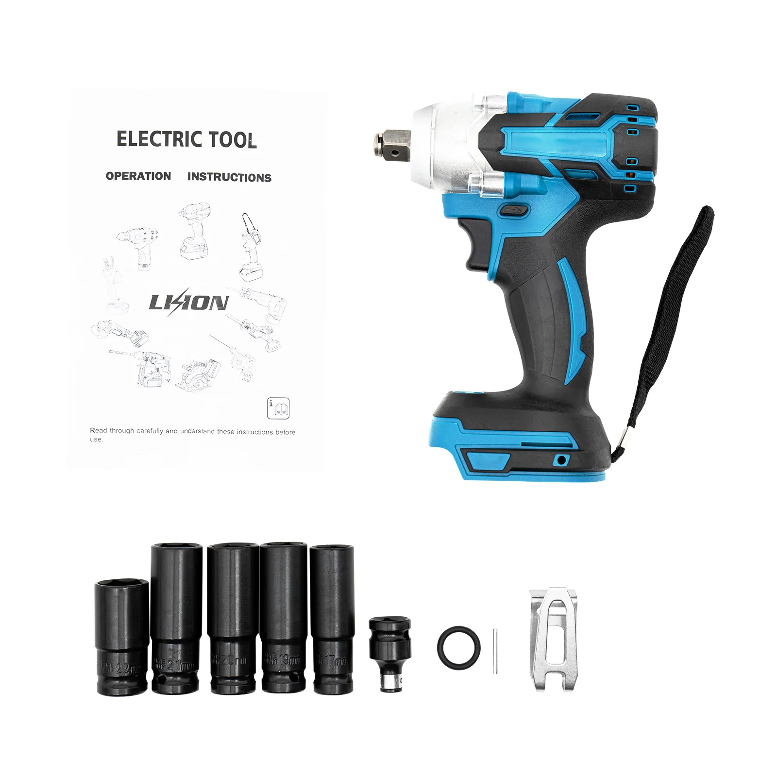 Llave de impacto eléctrica sin escobillas de 18V, pistola de impacto inalámbrica de 1/2 ", velocidad de ralentí de 0-4000r/min, par máximo de 320N.m, para reparación de automóviles, diversión DIY