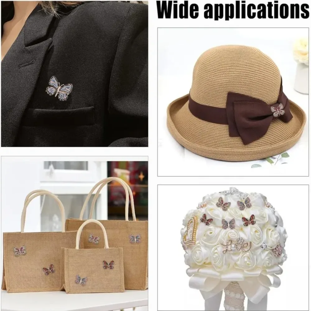 Crystal Rhinestone Colorful Butterfly Brooch Metal Multi-color Backpack Pins Jewelry Gifts Rhinestone Butterfly Brooch Wedding