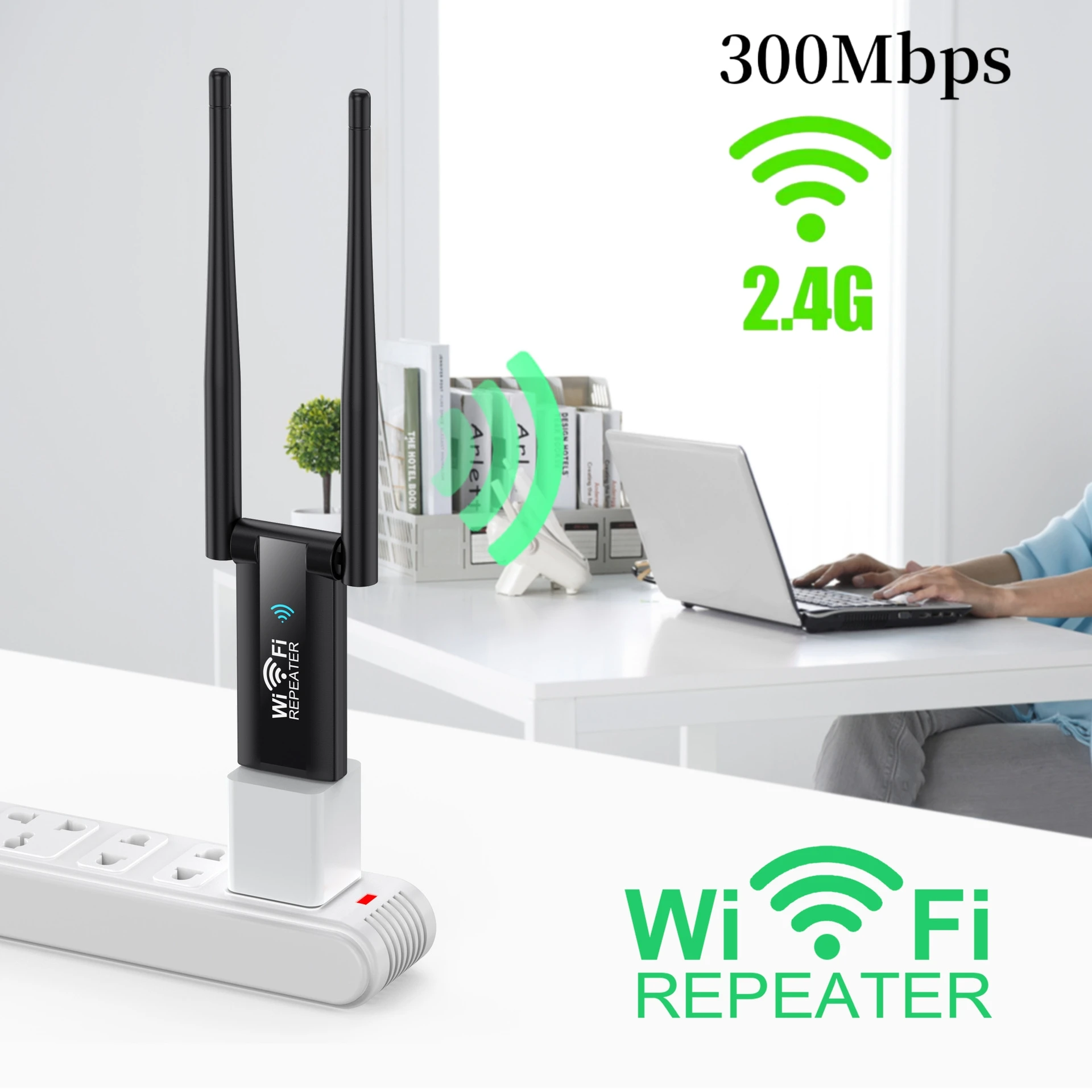 USB WiFi Repeater 300Mbps Portable Mobile WiFi Signal Booster 2.4G WiFi Extender 2 Antenna Amplifier Easy Setup Long Range M3