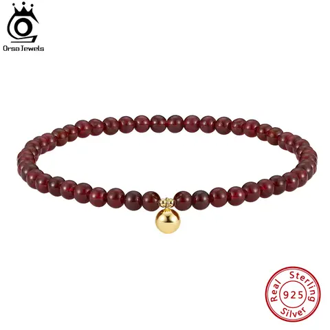 ORSA JEWELS 실버 925 천연 가닛/블랙 스피넬 체인 여성용 발목 유행 여름 발 체인 맨발 쥬얼리 SA48