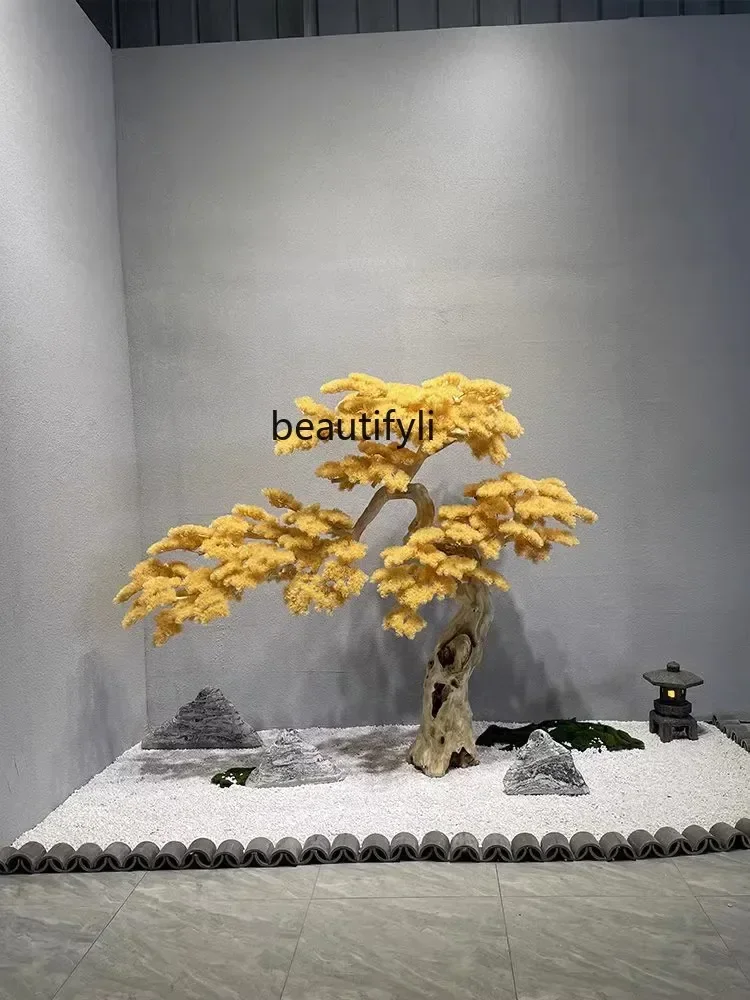 

Yellow Pine Shape Fake Trees Indoor and Outdoor Landscape Furnishing Articles Hotel Office Floor Decorative Tree