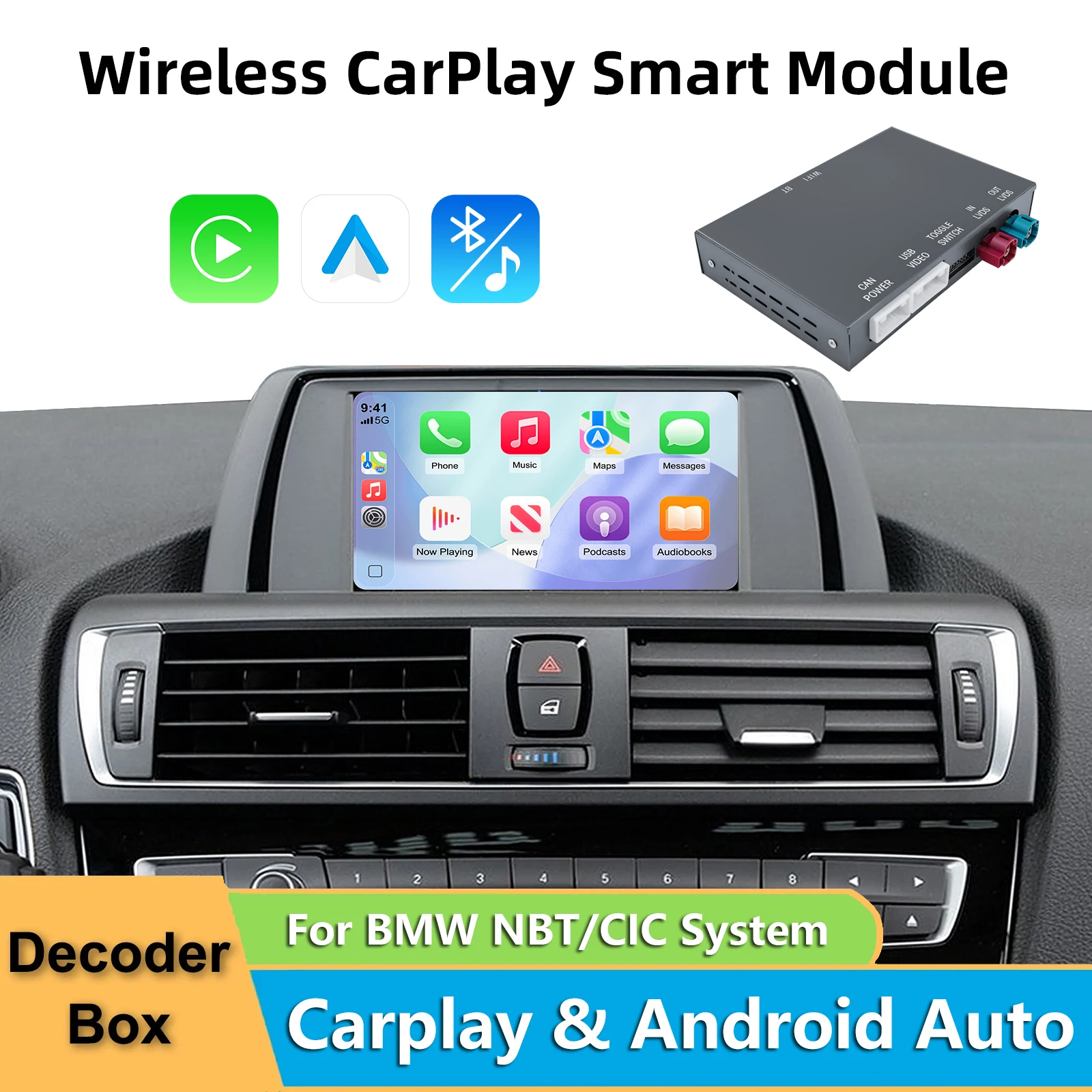 2026 Wireless CarPlay & Android Auto Decoder for BMW NBT & CIC – OEM Screen Upgrade, Retain IDrive Controls, Plug & Play