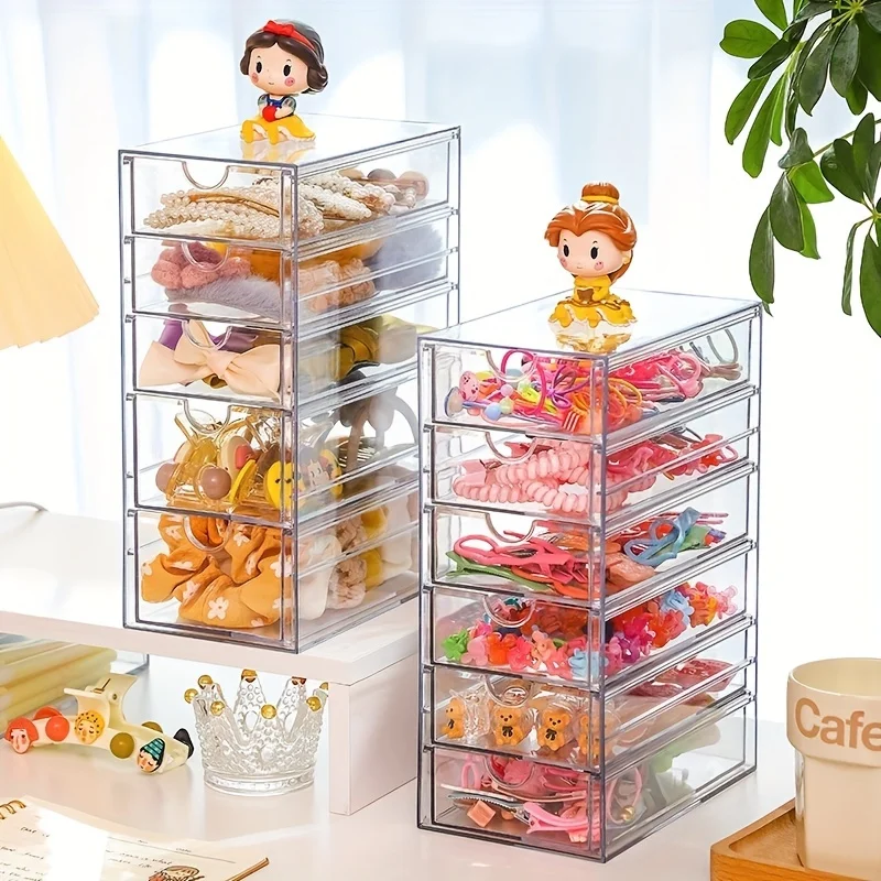 Hair Accessory Storage Box, Transparent Display Case for Hair Clips, Large Capacity Multi-Layer Organizer, Makeup Brush Holder