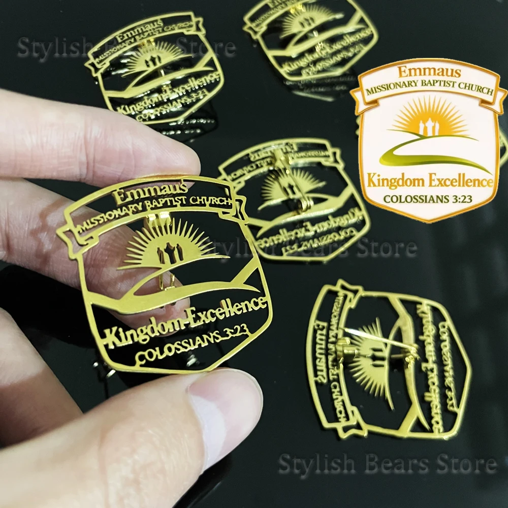 Personalized Church Image Custom Brooch Custom Logo Stainless Steel Jewelry Brooch Support Design Drawing And Wholesale Custom
